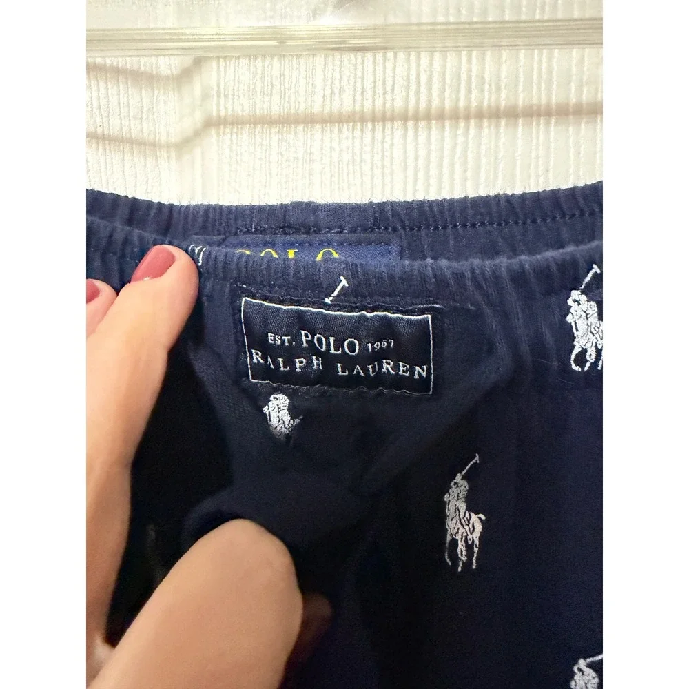 Polo Ralph Lauren Mens Navy Blue‎ Pony Logo Sleepwear Jogger Pants Size Medium